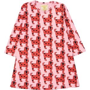 Hugo Loves Tiki Dog Hearts Pink Swing Dress